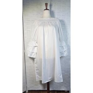 Harshman Daphne‎ Dress Ruffle Sleeve White Dress Size M